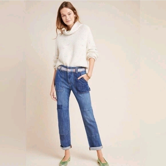 Pilcro and the Letterpress Denim - Pilcro By Anthropologie High Rise Patchwork Slim Boyfriend Jeans Sz 30